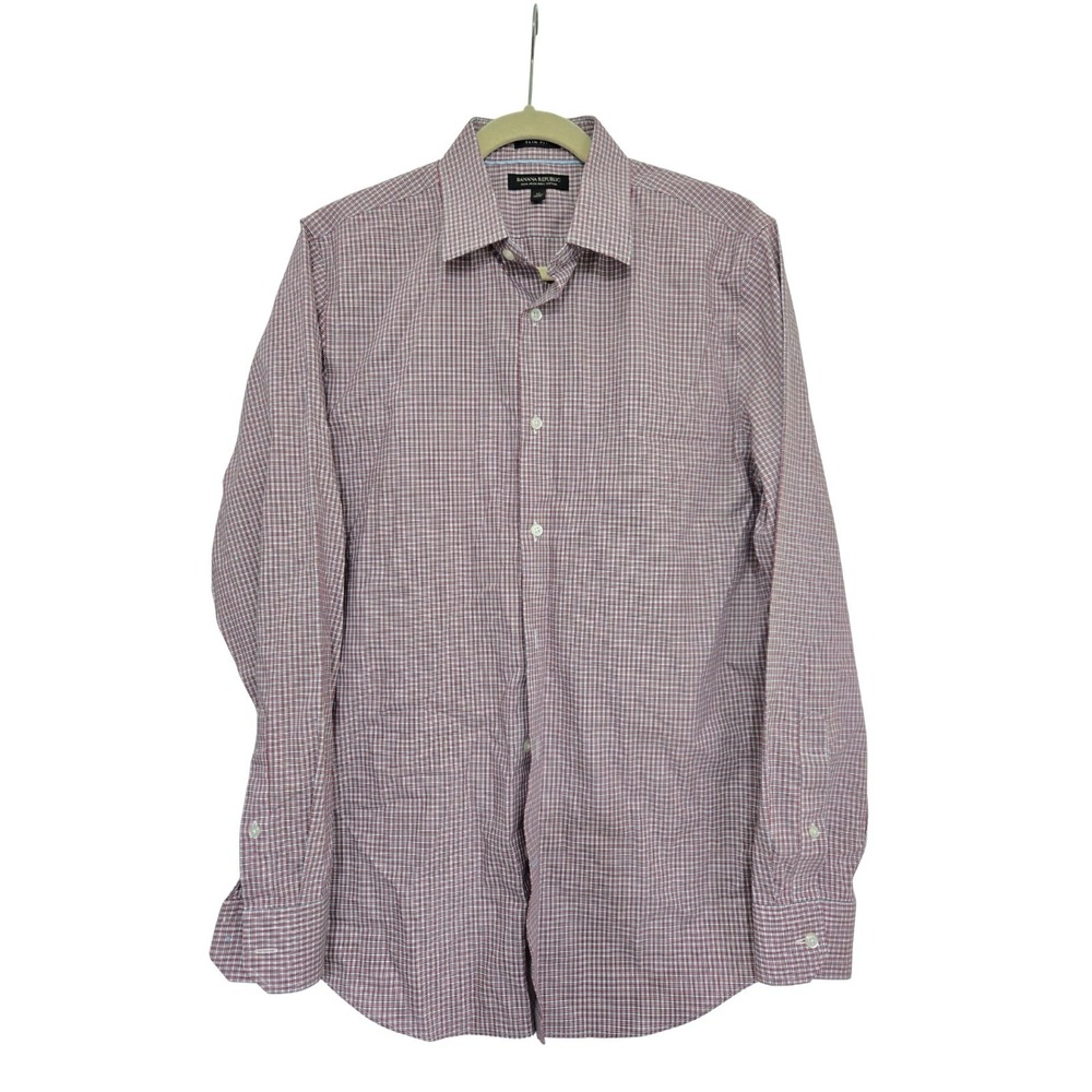 Banana Republic Men's Micro Check Long Sleeve Slim Fit Button Down Size M EUC